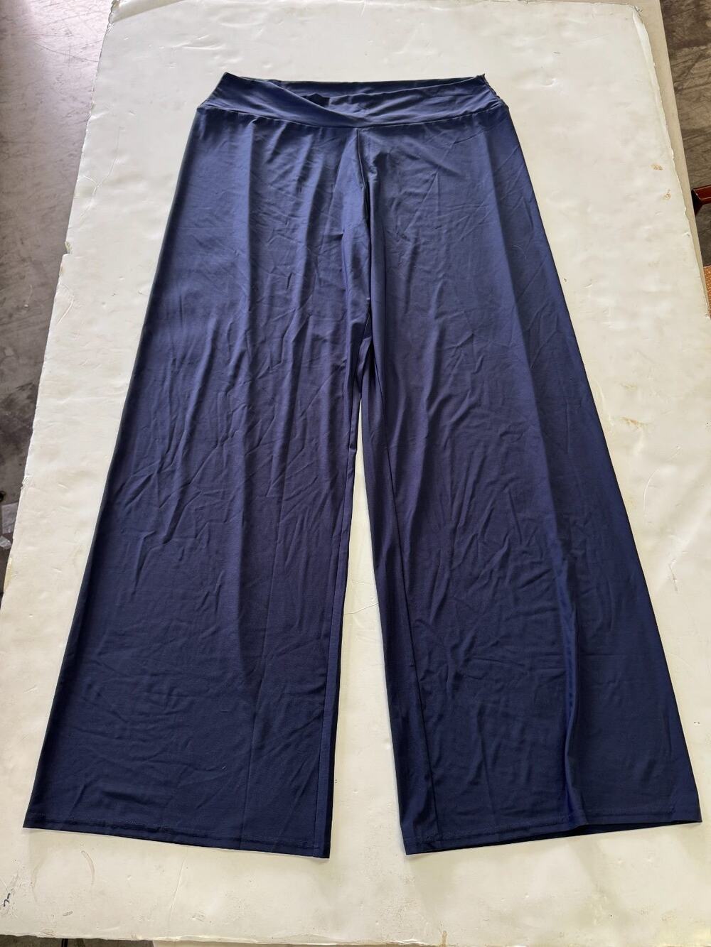 American Tall Wide Leg Palazzo Pants Womens 2XL Tall Navy High Waist NWT